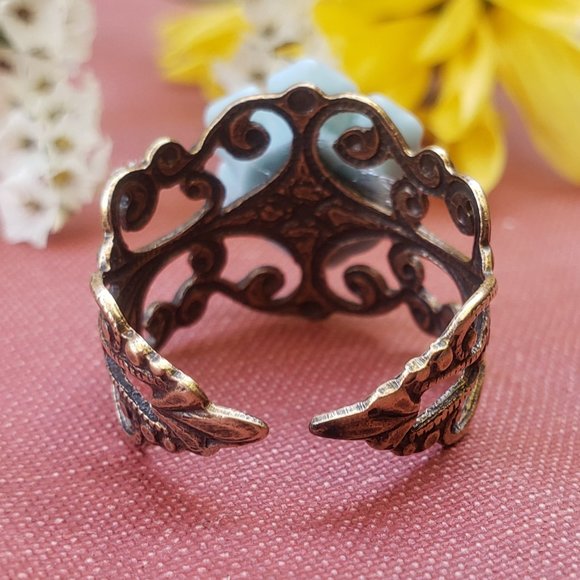 Vintaged Sea Green Lace Ring - Picture 4 of 8